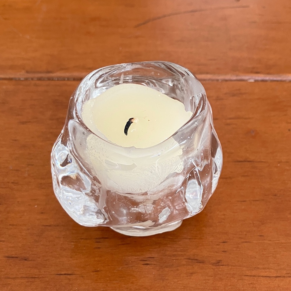 Kosta Boda Clear Glass Snowball Votive Candle Holder
